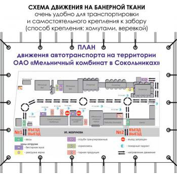 Схема движения автотранспорта (2200х1500 мм, баннерная ткань)