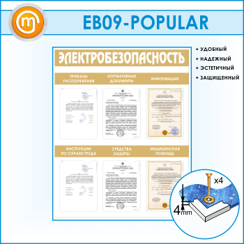 Стенд «Электробезопасность» с 6 карманами (EB-09-POPULAR)