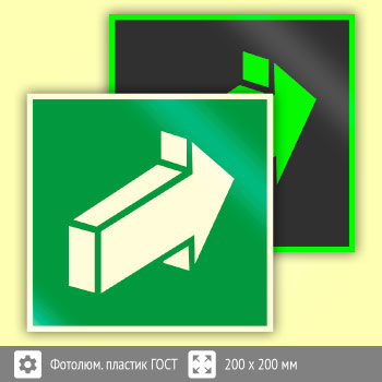 Знак E18 «Открывать движением от себя» (фотолюминесцентный пластик ГОСТ 34428-2018, 200х200 мм)