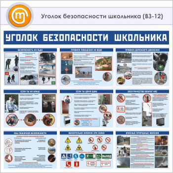 Плакаты «Уголок безопасности школьника» (ВЗ-12, бумага, А3, 10 листов)