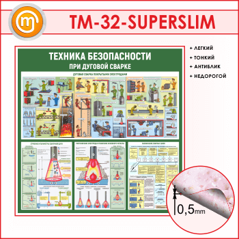 Стенд «Техника безопасности при дуговой сварке» (TM-32-SUPERSLIM)