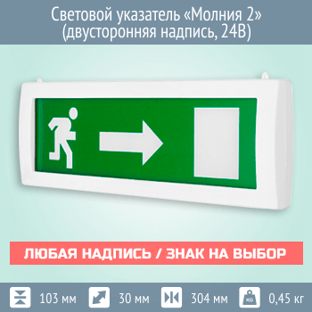 Световой указатель Молния 2 (двусторонняя надпись, 12В)