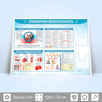 Стенд «Пожарная безопасность» с 2-мя глубокими А5 карманами (PB-24.3)