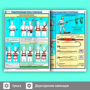 Плакаты «Предохранительные пояса строительные» (С-54, ламинированная бумага, А2, 2 листа)