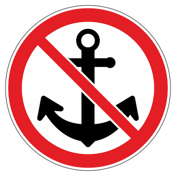 Знак «Якорь не бросать», МГ-7 (металл 0,8 мм, II типоразмер: диаметр 700 мм, С/О пленка: тип А коммерческая)