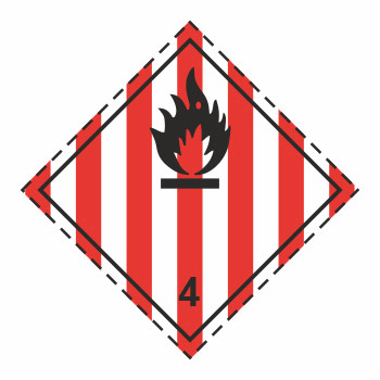Знак перевозки опасных грузов «Класс 4.1. Легковоспламеняющиеся твердые вещества, самореактивные вещества и твердые десенсибилизированные взрывчатые вещества» (светоотражающая пленка ламинированная, 300х300 мм)
