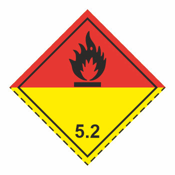 Знак перевозки опасных грузов «Класс 5.2. Органические пероксиды» (металл, 300х300 мм)