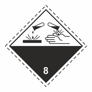 Знак перевозки опасных грузов «Класс 8. Коррозионные вещества» (светоотражающая пленка, 250х250 мм)