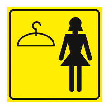 Тактильная пиктограмма «Женская раздевалка», ДС26 (пластик 2 мм, 200х200 мм)
