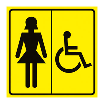 Тактильная пиктограмма «Женский туалет для инвалидов», ДС27 (пластик 2 мм, 200х200 мм)