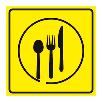 Тактильная пиктограмма «Столовая», ДС53 (пленка, 150х150 мм)