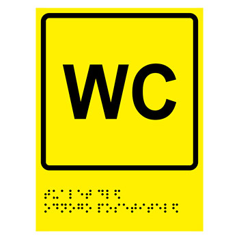 Тактильная пиктограмма «Туалет для одного посетителя» с азбукой Брайля, ДС67 (полистирол 3 мм, 200х300 мм)