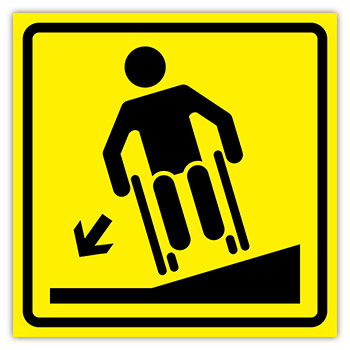 Визуальный предупреждающий знак «Осторожно! Крутой поперечный уклон влево», ДС80 (полистирол 3 мм, 150х150 мм)