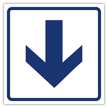 Визуальная пиктограмма «Направление движения, прямая стрелка», ДС82 (полистирол 3 мм, 150х150 мм)