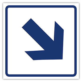 Визуальная пиктограмма «Направление движения, диагональная стрелка», ДС83 (пластик 2 мм, 200х200 мм)