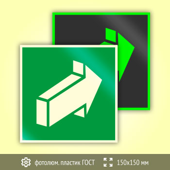 Знак E18 «Открывать движением от себя» (фотолюминесцентный пластик ГОСТ 34428-2018, 150х150 мм)