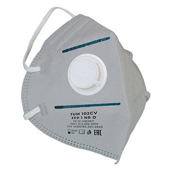 Респиратор противоаэрозольный TUM 102СV (FFP1) с клапаном и угольным слоем, к-т 10 шт