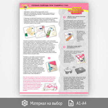 Плакат «Первая помощь при травмах глаз» (М-32, 1 лист)