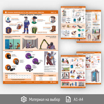 Плакаты «Техника безопасности при сварочных работах» (М-43, 5 листов)