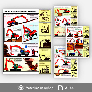 Плакаты «Одноковшовый экскаватор. Безопасность земляных работ» (С-53, 4 листа)