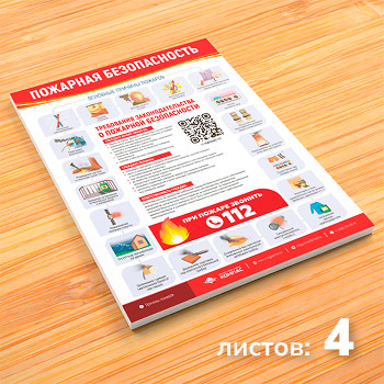 Плакаты «Пожарная безопасность» (М-41, ламинированная бумага, А2, 4 листа)