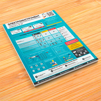Плакат «Электроинструмент - электробезопасность» (М-66, ламинированная бумага, А2, 1 лист)