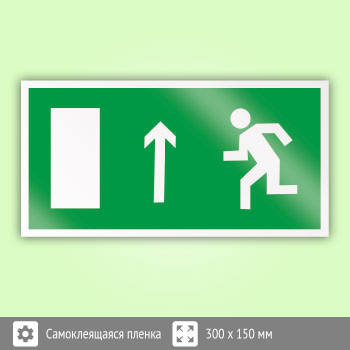 Знак E12 «Направление к эвакуационному выходу прямо (левосторонний)»